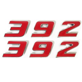 Yoaoo 2X OEM Red 392 Emblem Badge Alloy Decal 3D Logo Hemi Challenger Chrysle 300c (Red)