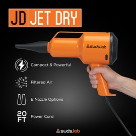 Suds Lab JD Jet Dry Car Drying Blower with 2 Nozzles & 20 ft Power Cord – 1.5 HP Powerful & Compact Car Dryer Air Blower for Removing Water, Dust & Debris