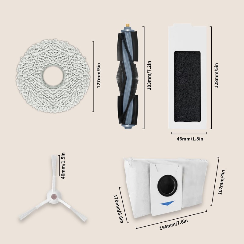 Replacement Accessory Set for Ecovacs Deebot T20 Omni, 1 Main