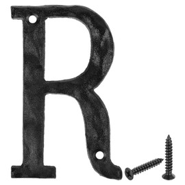 sourcing map House Address Letter, 4.9 Inch Cast Iron Vintage Wall Letter R Outside Letters for Home Street Office Mailbox Sign, Black