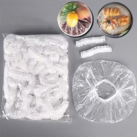 300PCS Disposable Bowl Covers Canning Lids, Disposable Bowl Covers Food Cover Stretch Edging, Flexible Storage Packaging for Storage Containers, Plastic Lids for Disposable Cling Bags for Household