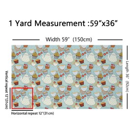 Feelyou Tela de tapicería de té de la tarde por The Yard, tazas de té de estilo clásico, tela de tapicería para sillas, diseño geométrico retro, impermeable, para exteriores, 1 yarda, azul y gris