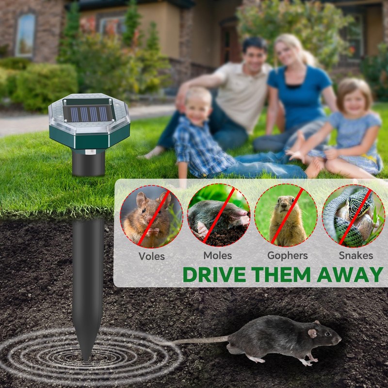 Mole Repellent Solar Powered - Ultrasonic Mole Repeller Vole Repellent