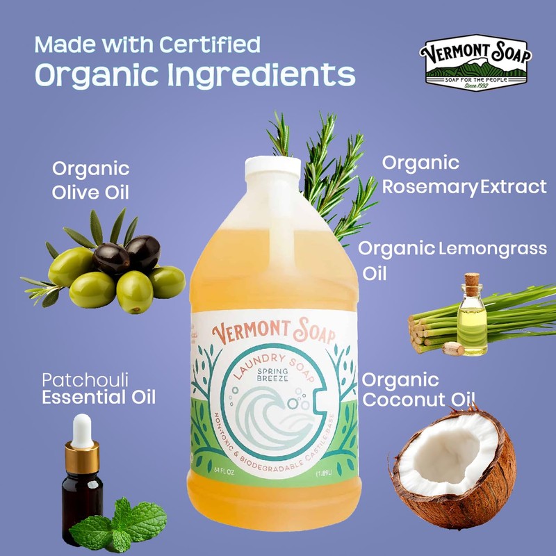 Vermont Soap Laundry Detergent, Laundry Soap, Natural Laundry Detergent Liquid,