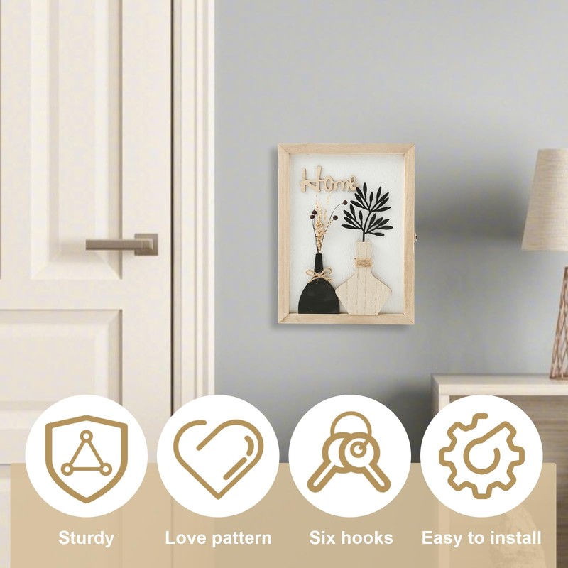 Wooden Key Box, Key Holder Wall Mount Decorative Wooden Key