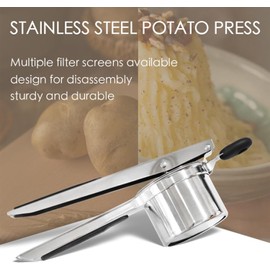 Potato Ricer 15oz, Heavy Duty Stainless Steel Potato Masher with 3 Interchangeable Discs, Large Masher and Ricer Kitchen Tool for Mashed Potatoes, Spaetzle Noodle Maker, Potato Press