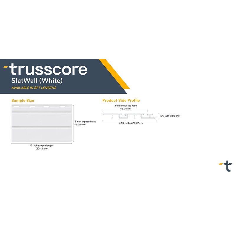 Trusscore SlatWall 12" Sample (White)