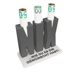 Nothing Gift - 3D NIX Letters on Base with Note Hole - Funny Nothing Gift for Birthday, as a Souvenir or Anniversary - Creative Money Gift for Men & Women