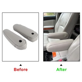 Priprilod 2pcs Gray Leather Seat Replacement Armrest Cover Compatible with Lexus RX 300 330 350 2003 2004 2005 2006 2007 2008 2009 (Only Leather Part)