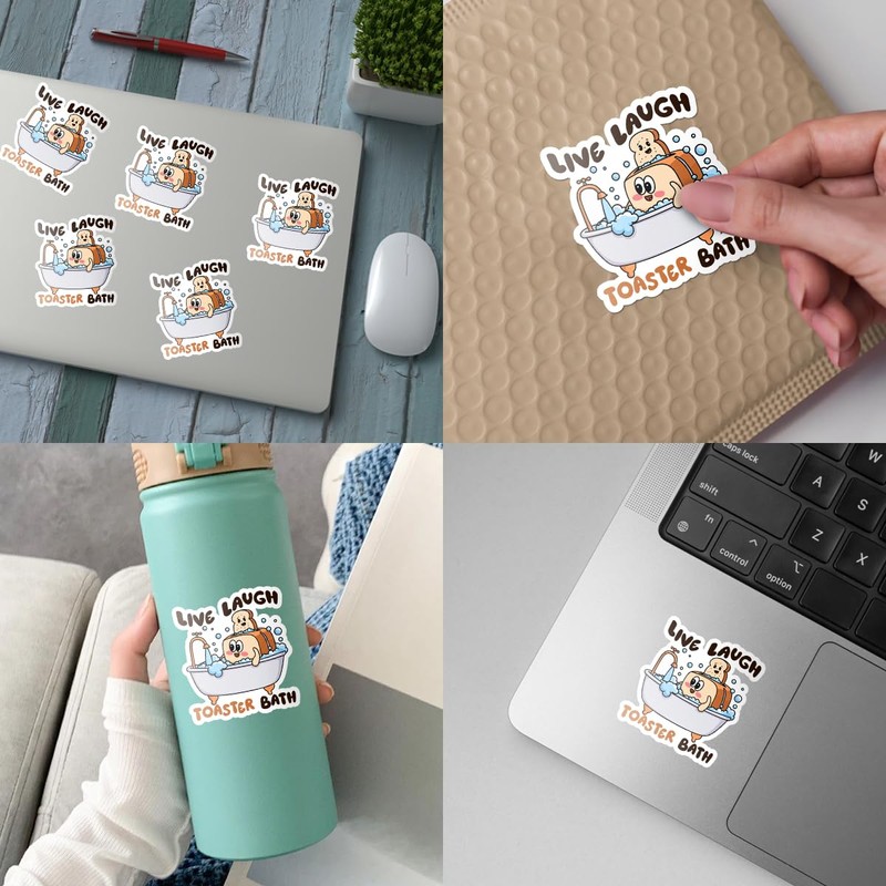 3 Pcs Live Laugh Toaster Bath Sticker, Sticker Bomb Pack