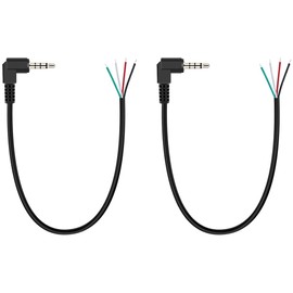 Fancasee 2-Pack 3.5mm 1/8" to Speaker Wire TRRS Stereo Right Angle Male Plug to Bare Wire Pigtail 3.5mm Jack Connector Adapter Repair Audio Cable for Microphone Headphone Headset Earphone Speaker