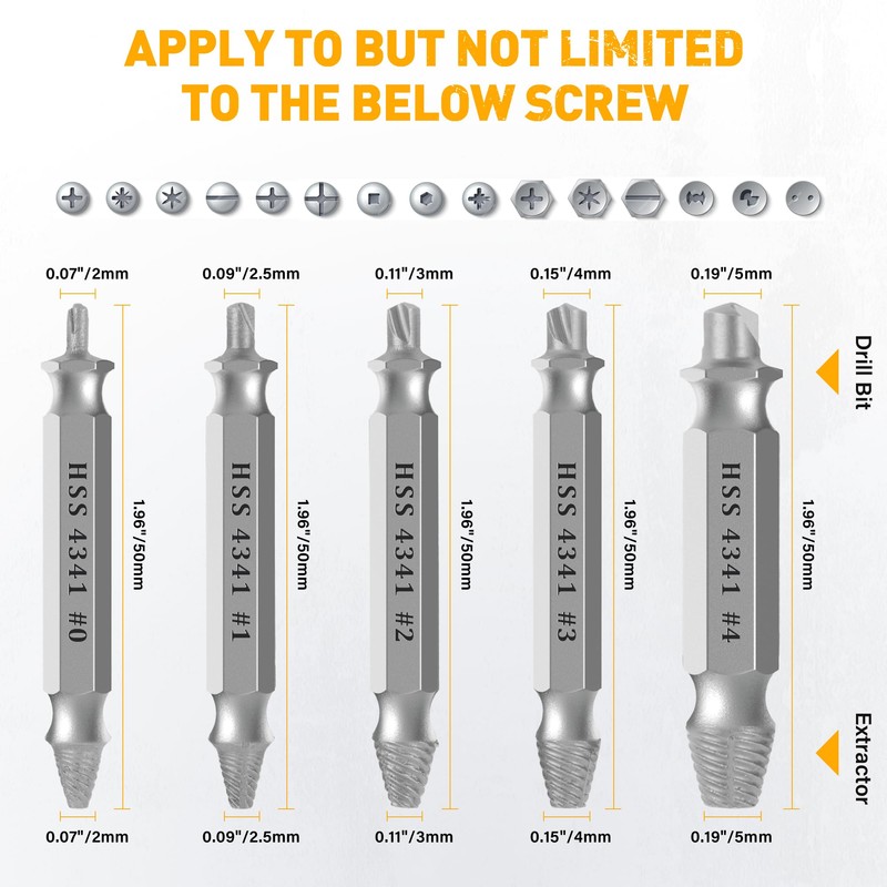 ROGAPER Damaged Screw Extractor Set, Remover for Stripped Screws Nuts