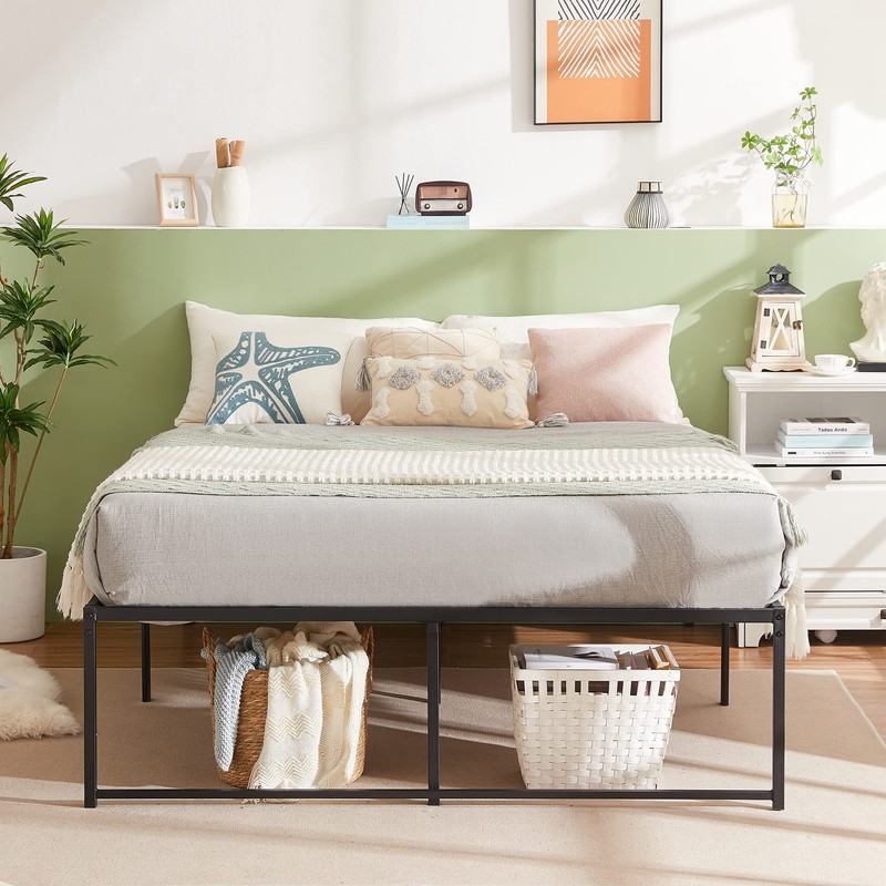 VECELO 18" Queen Size Tall Bed Frame Metal Platform/Mattress Foundation/No