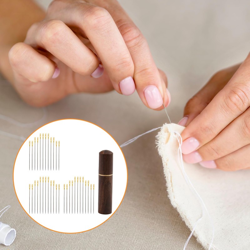 48PCS Self Threading Sewing Needles Set,Easy Thread Needles for Hand