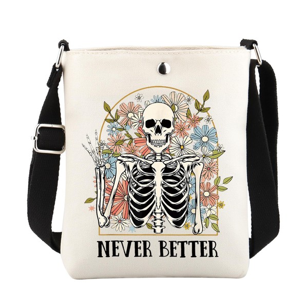 ENSIANTH Skull Crossbody Bag - Skeleton Lover Gifts, Skull Print