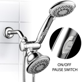 Hotel Spa 30-Setting Ultra-Luxury Spiral 3-Way Combo with Pause Switch/Chrome