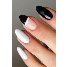 JMEOWIO Nagelfolie UV Härtend Schwarz Weiß Glitzer French Tip UV Gel Nail Strips Nagelsticker Nagelaufkleber Nail Art Dekoration Nageldesign Zubehör