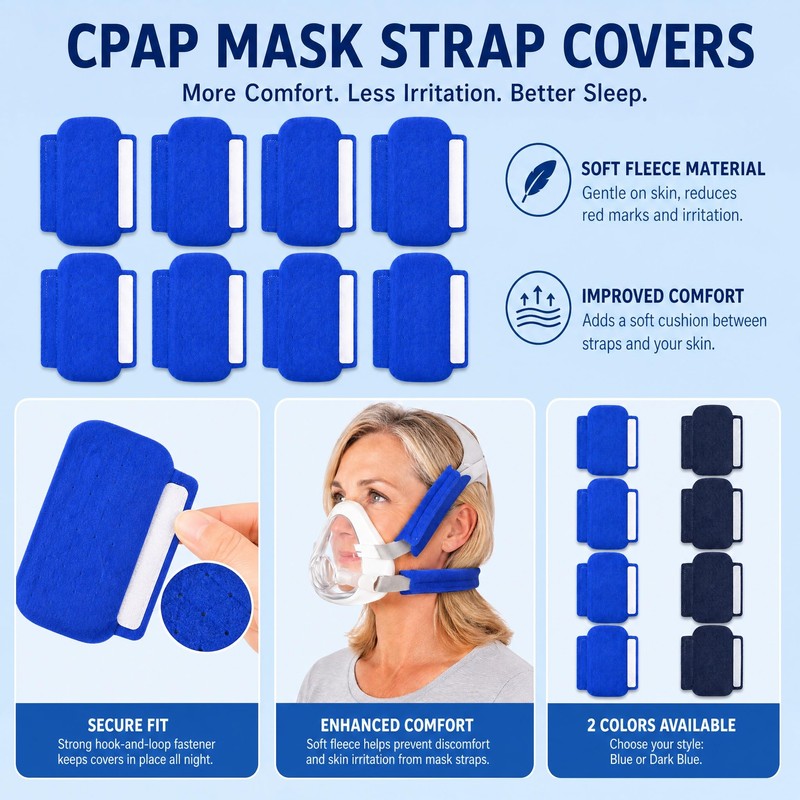 8 Pack CPAP Strap Covers - Soft Fleece Headgear Cushions