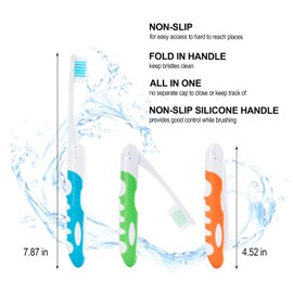 Portable Travel Folding Bristle Toothbrush, Outdoor Mountaineering Camping Medium Toothbrush 3 Packs.