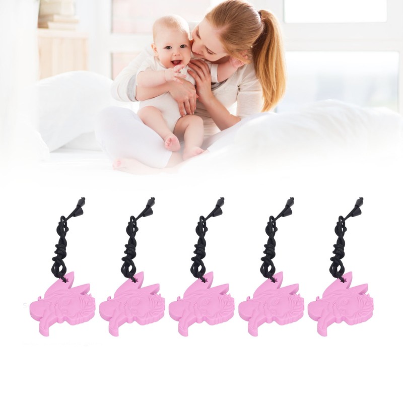 5Pcs Chew Necklace Food Grade Silicone Chewing Pendant for Toddlers