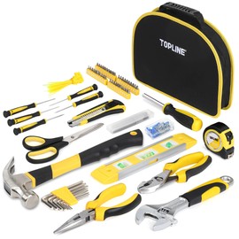 TOPLINE 208-Piece Basic Home Tool Kit with Easy Carrying Round Pouch, Household Hand Tools for Apartment, Home, Basic Tool Set, Perfect for DIY Projects, Home Maintenance