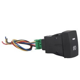 Qiilu Interruptor de luz antiniebla para automóvil, interruptor de luz antiniebla de botón de plástico negro de 5 pines para CRV