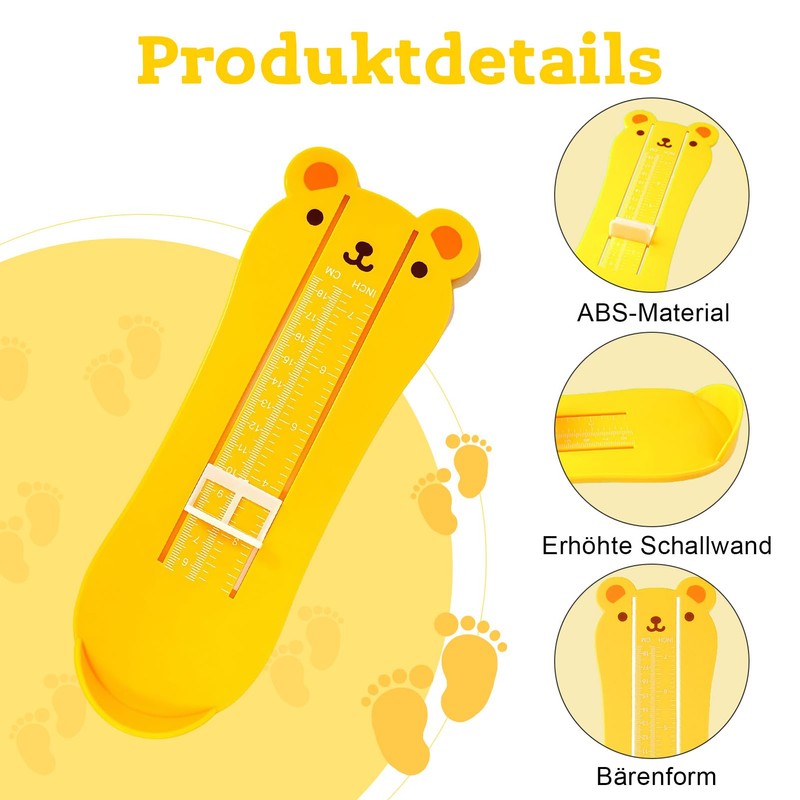 Diffaxy Foot Gauge for Kids, Shoe Size Meter Children, Foot