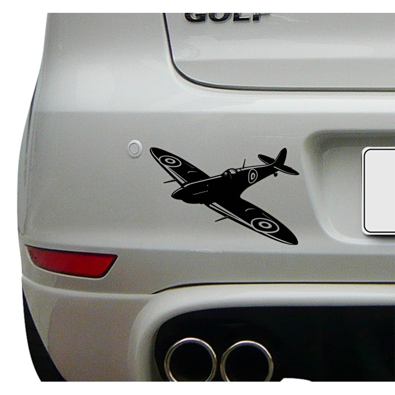 Spitfire Silhouette Vinyl Decal Sticker 6 inch Wide (Black)