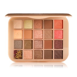 Warm Brown Eyeshadow Palette 20 Colors, Smooth Blendable Nude Brown Pink Eye Shadow Makeup Matte Shimmer, Waterproof Neutral Gold Champagne Eyeshadow Palette for Natural Looks Travel Friendly