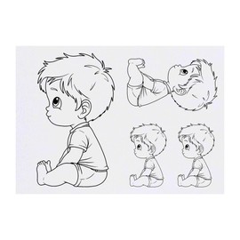 4 x 'Cute Sitting Boy' Temporary Tattoos - Water Resistant, Skin-Safe, Non-Toxic Transfers, Mixed Sizes (TO00080952)