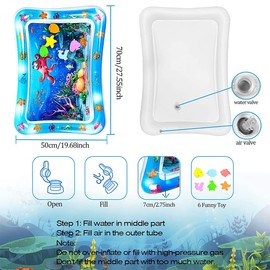 Aufblasbare Wassermatte,Baby Wasserkissen Aufblasbare,Wassermatte Baby,Wasserspielmatte Wasserpark Frühen Kindes Babyspielzeug Sensorisches Spielzeug Aufblasbare Bauchzeit Matte