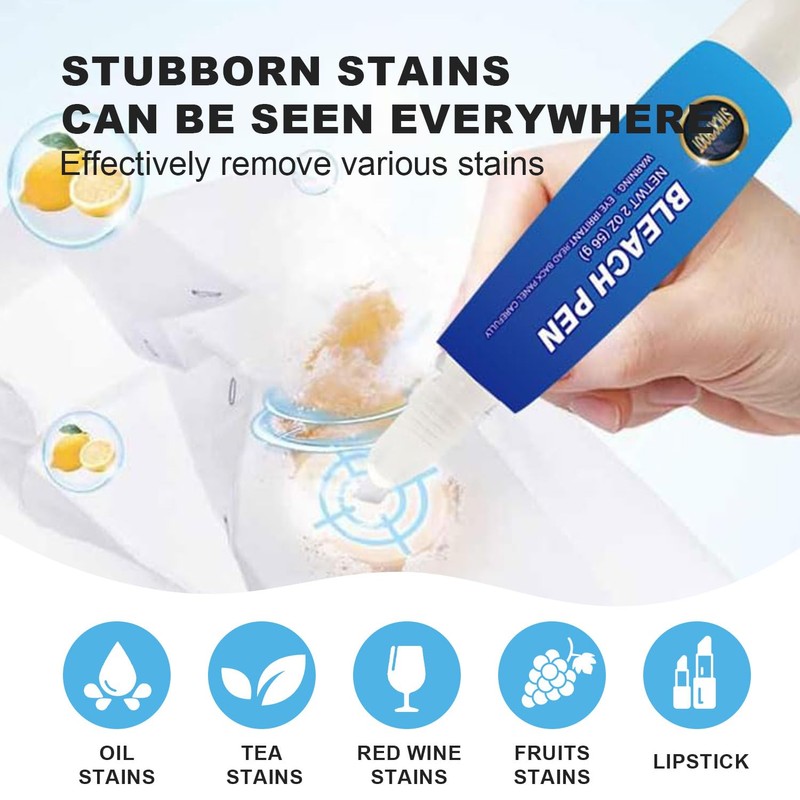 STICKYROOT Bleach Pen Gel,Bleach Pen for Clothing,Stain Remover Pen,Travel Size
