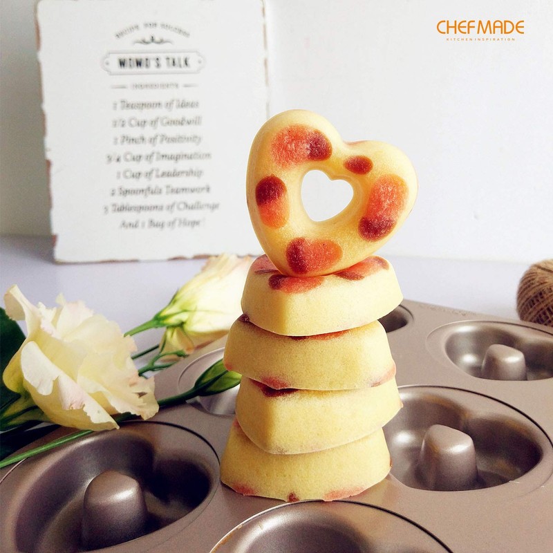 CHEFMADE - Molde de donut para pasteles, 6 cavidades antiadherentes