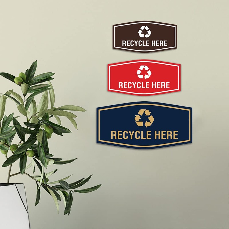 Fancy Recycle Here Sign (Black Gold) - Medium