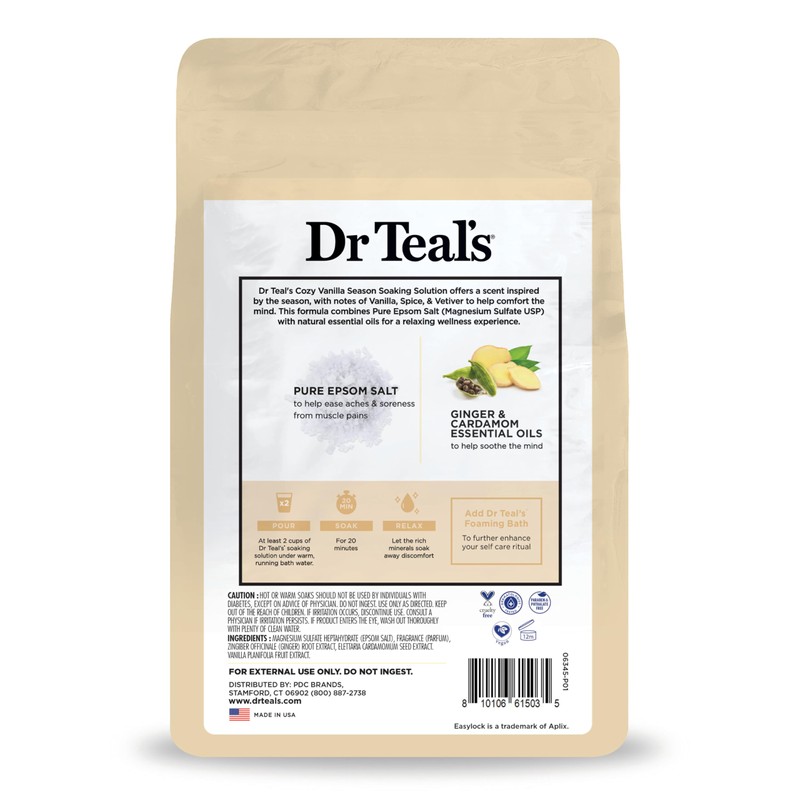Dr Teal's Epsom Salt Magnesium Soak, Limited Edition Cozy Vanilla