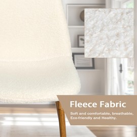 CangLong Velvet Cushion Seat Back, Mid Century Modern Metal Legs for Kitchen Dining Room Side Chair, Set of 4, Cream