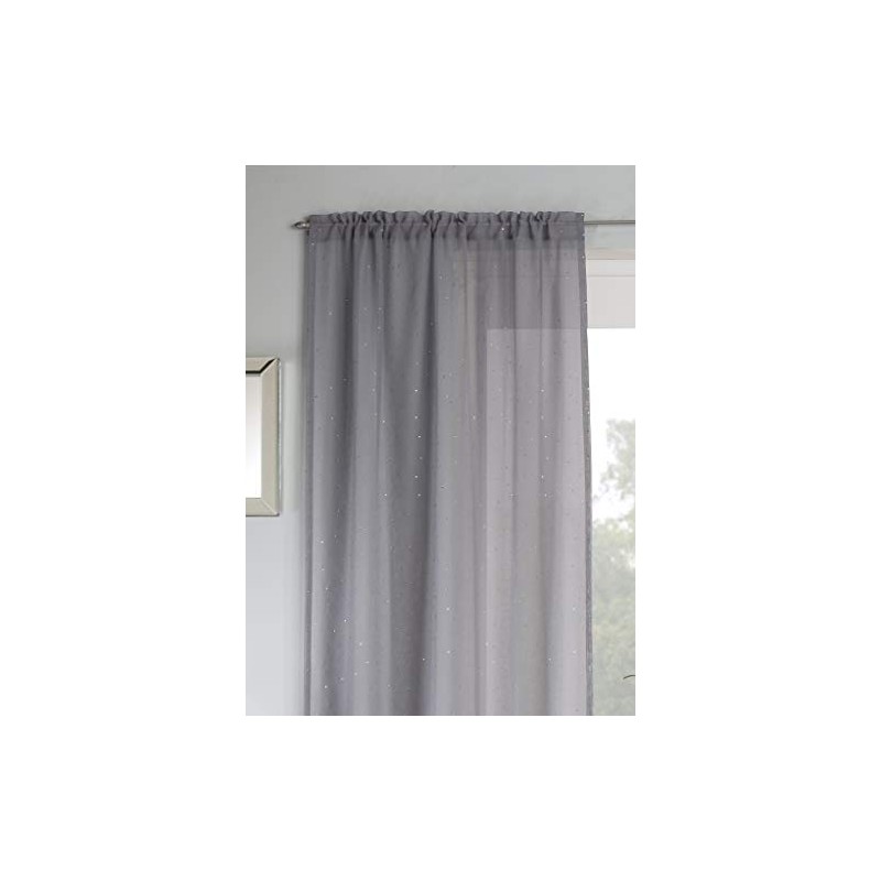 Tyrone Textiles Ltd Jewel Grey Diamante Voile Panel (Drop -