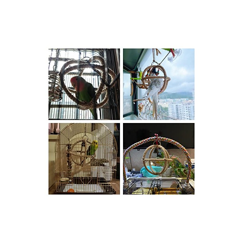 Parrot Globe Rope Swing Parrot Stand Perch Toy Portable (Large,