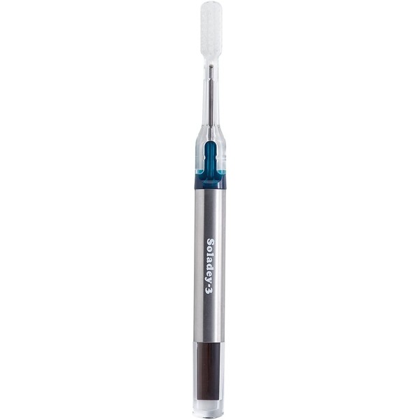 SOLADEY 3 cepillos de dientes iónicos, paneles solares y semiconductor TiO2 (azul cónico), cepillo de dientes iónico Soladey listo para usar