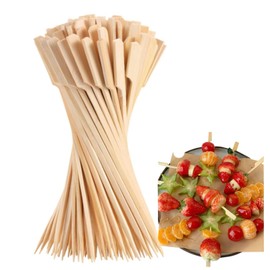 200 Pcs Paddle Bamboo Skewers, Flat Burgers Sticks Children Skewers Kids Wooden Fruits Picks Cocktail Sticks Satay Skewers Barbecue Kebabs Skewers for Buffets Party