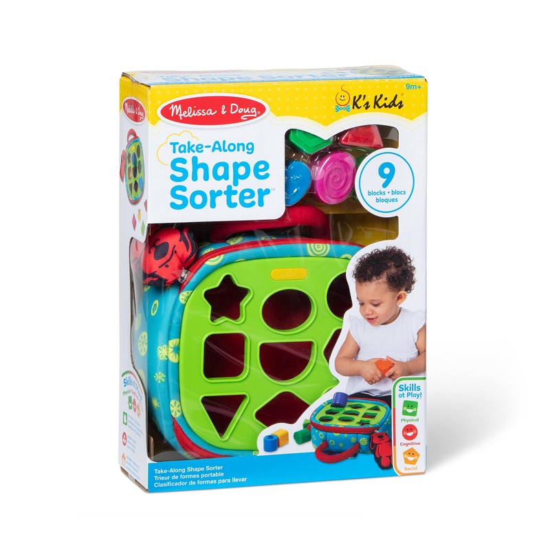 Melissa & Doug K’s Kids Take-Along Shape Sorter, 9 Textured