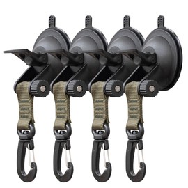 FIELDOOR Suction Cup Hook, Carabiner, Set of 4, Super Strong Fixation with One Touch, Tarp, Camping, Sun Protection, Shade for Car Side Tarp, Sleeping in Car, Wall Hanging Hook, Towel Bag, Awning