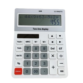Battery and Solar Unique 120-Step Calculation Check Memory 12 Digit 2 Line and 5.5" LCD Display, Configurable Tax Rate Financial Calculator for Tax Calculations(Only 1 AAA Battery is Needed)