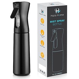 Hula Home Empty Spray Bottle Mister (300ml/10.1oz - Black) Continuous Ultra Fine Mist for Hair Styling, Plants, Cleaning, Salons, Face, & Skin Care