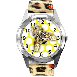 TAPORT Leopard Print Leather Round Quartz Watch for BEE Fans