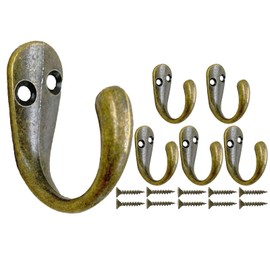 Mokife Coat Hooks Wall Mount, 6 Pack Bronze Rustic Entryway Hooks Heavy Duty Single Metal Utility Hook for Hanging Clothes Jackets Robes Towels Hats Keys Bags Cups