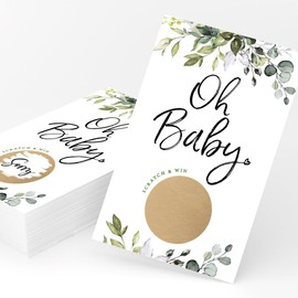 Juego de rascar para fiestas de baby shower, temática de eucalipto, 30 boletos para rifas