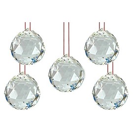 ASTROGHAR LOT of 5 FENG Shui Hanging White Crystal Ball (40 mm)