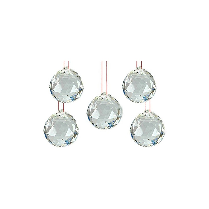 ASTROGHAR LOT of 5 FENG Shui Hanging White Crystal Ball