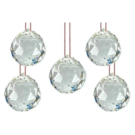 ASTROGHAR LOT of 5 FENG Shui Hanging White Crystal Ball (40 mm)